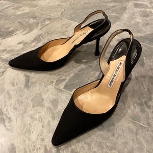 Manolo Blahnik  Black Slingback Shoes